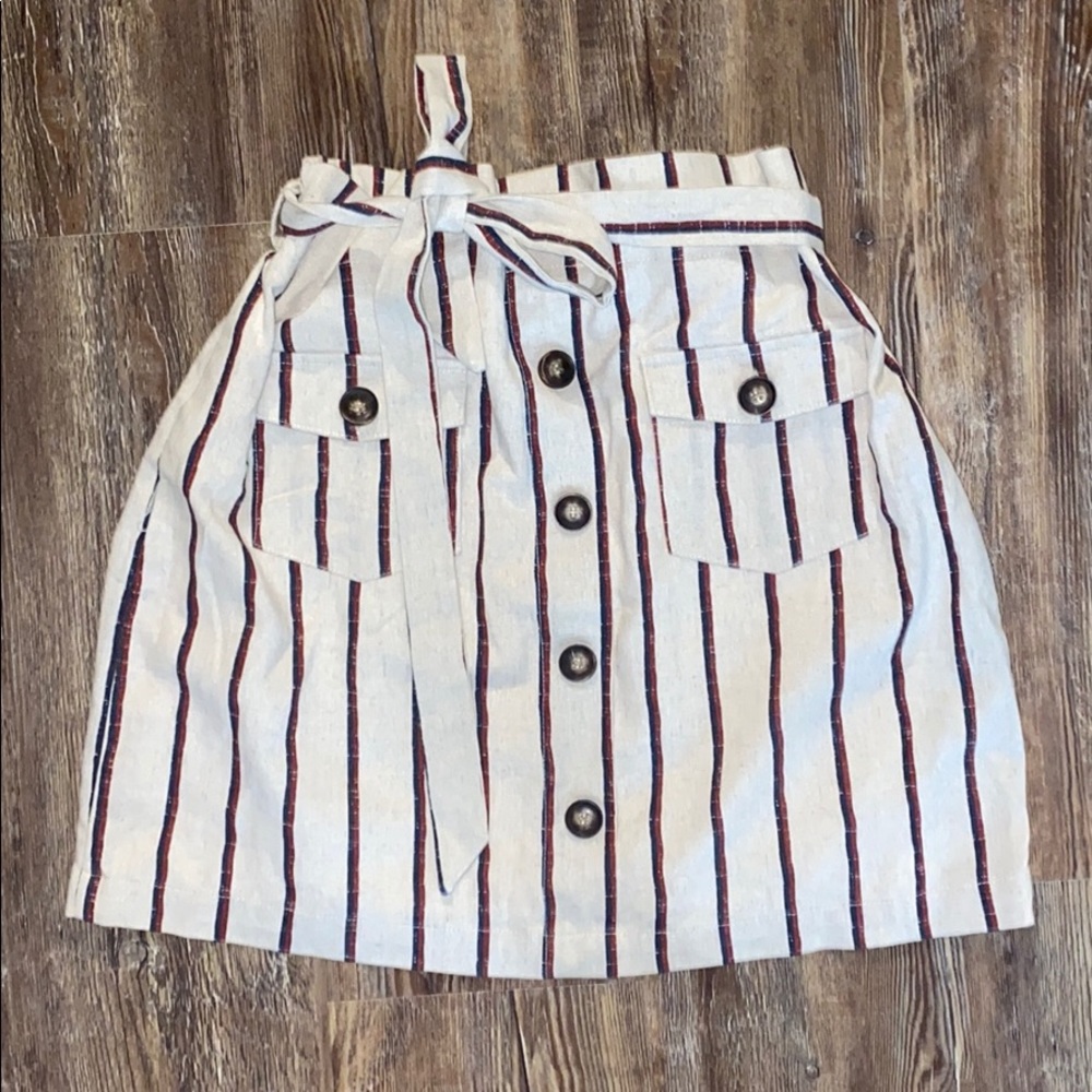 Blu Pepper Day to Day Tie Waist Striped Skirt